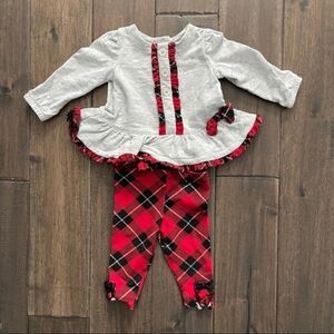 Koala Baby Gray and Plaid Bow Outfit Baby Girl 3 mos